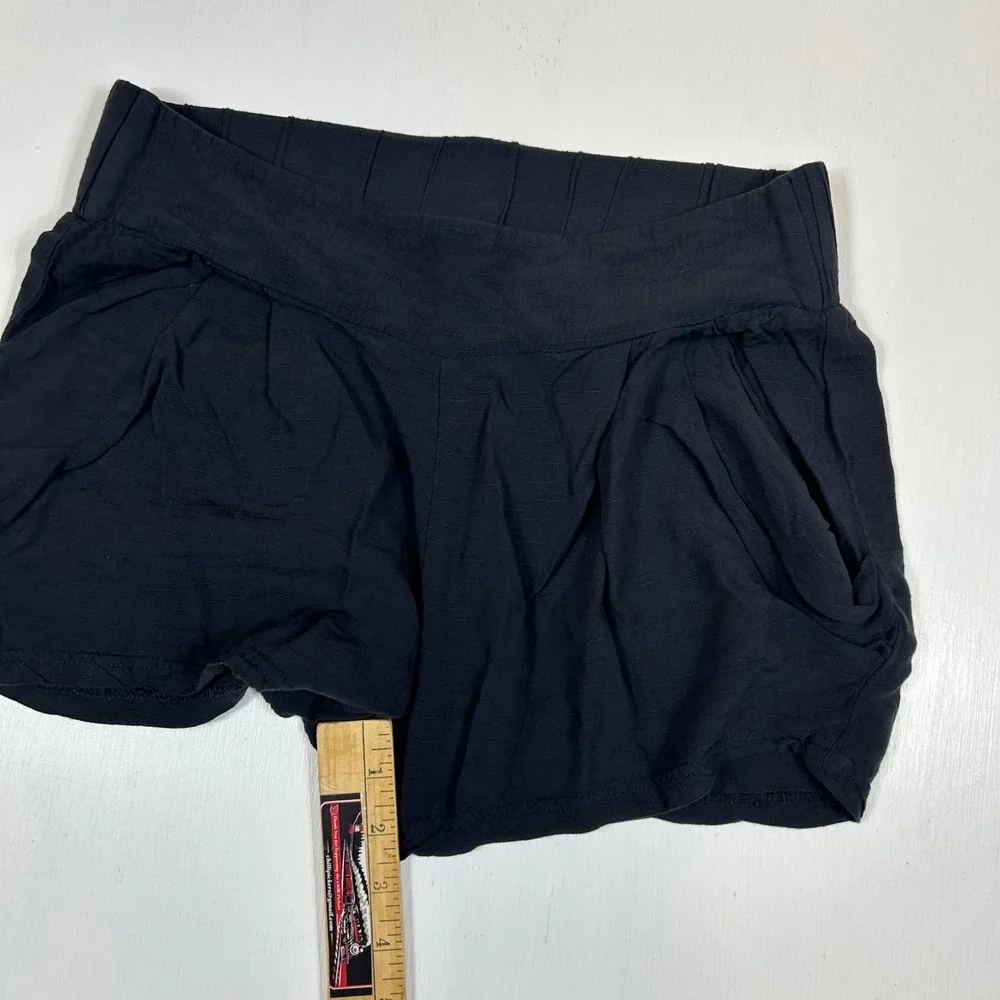 Free People Intimately Black Smocked Waist Rayon Shorts Womens XS Boho Casual